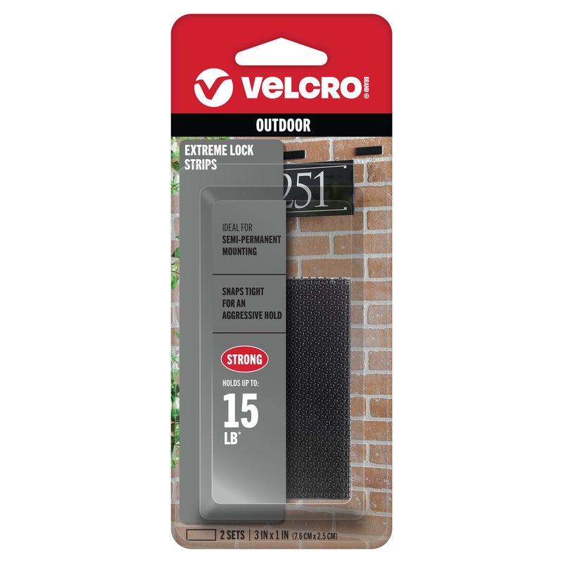 Velcro شرائط تثبيت علامة VELCRO مع لاصق. تركيب أجهزة الإرسال على زجاج السيارة الأمامي. مجموعتان، 3 × 1 بوصة مع مشابك قابلة للإغلاق. قوة تثبيت قوية في درجات الحرارة القصوى، سوداء. - Image 1